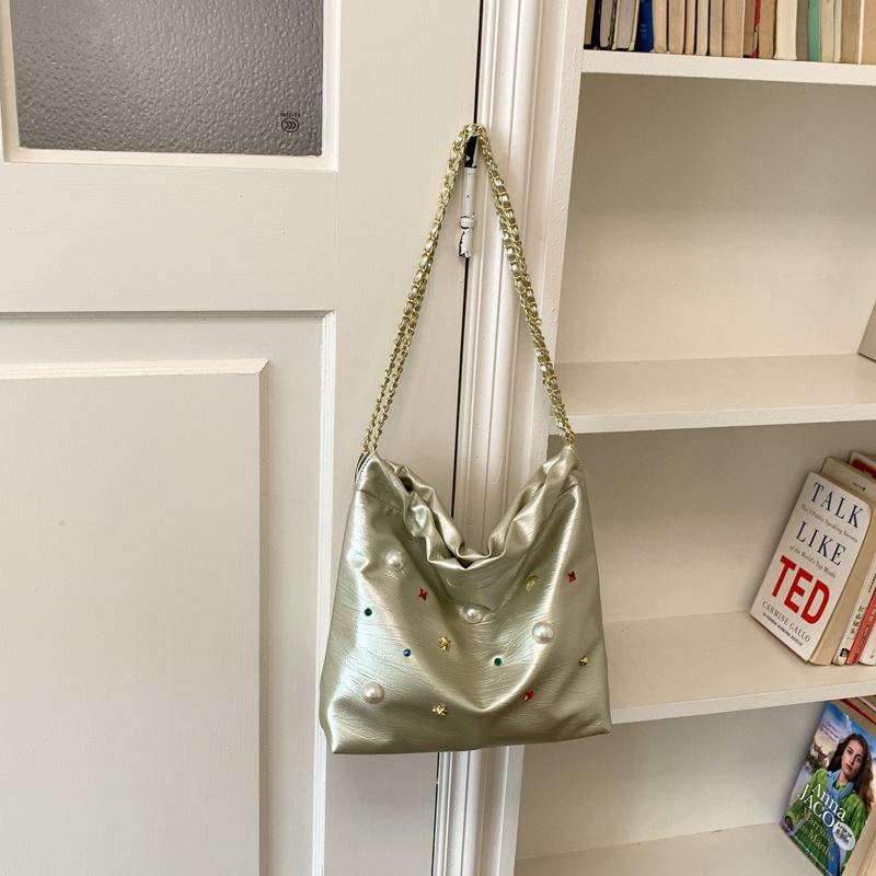 Luxurious Bag - Nouveau Sac Fourre-tout Scintillant Argent Métallisé